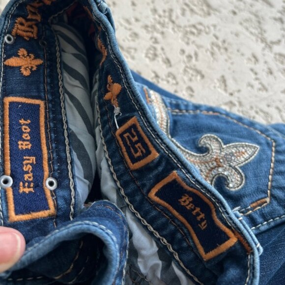 Rock Revival Womens Jeans size 25 Boot, Cut, Betty Embellished Rhinestone Bling - Picture 7 of 10